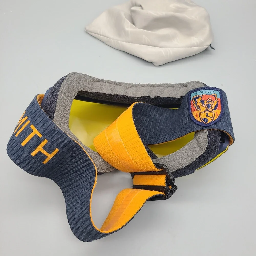 Smith Squad High Fives Snow Goggles Navy Orange Cylindrical Lens Ski Snowboard